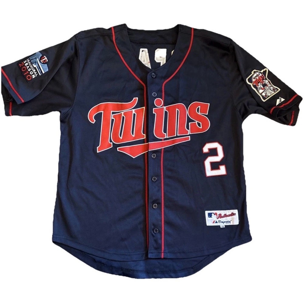 Minnesota Twins Span #2 Majestic Athletic Size 48 Baseball Jersey MLB 2010 Patch